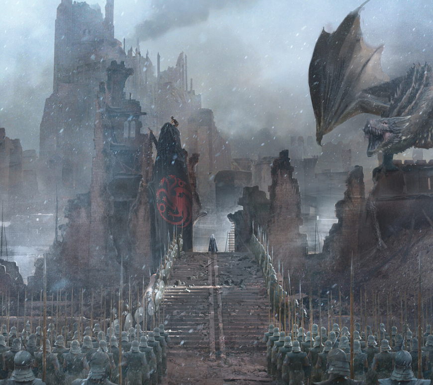 Concept artist Kieran Belshaw created this artwork of the Red Keep Gate in ruins for the "Game of Thrones" series finale.