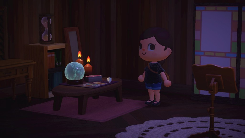 A screenshot of ChinLin in Animal Crossing: New Horizons in her Charmed Halliwell Manor attic