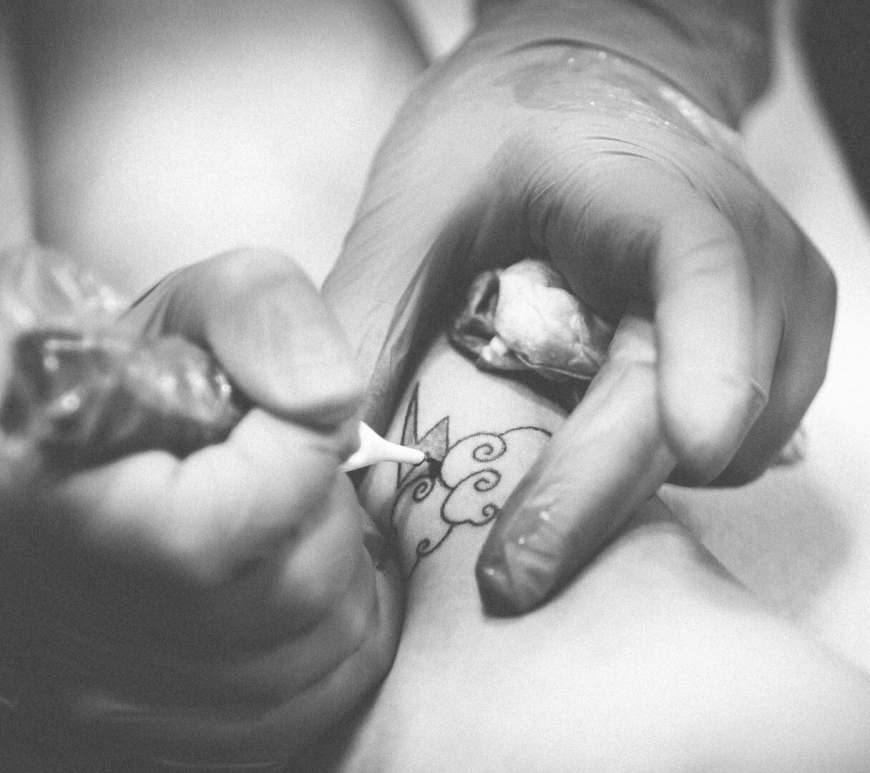 Closeup of tattooing on an arm
