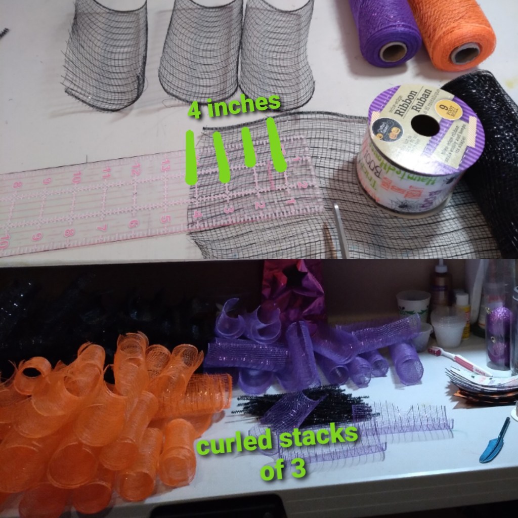 Measure four inches for the decorative wreath ribbons.