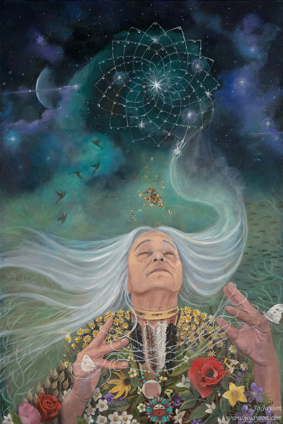 Illustration of the Grandmother Spider by artist Jo Jayson