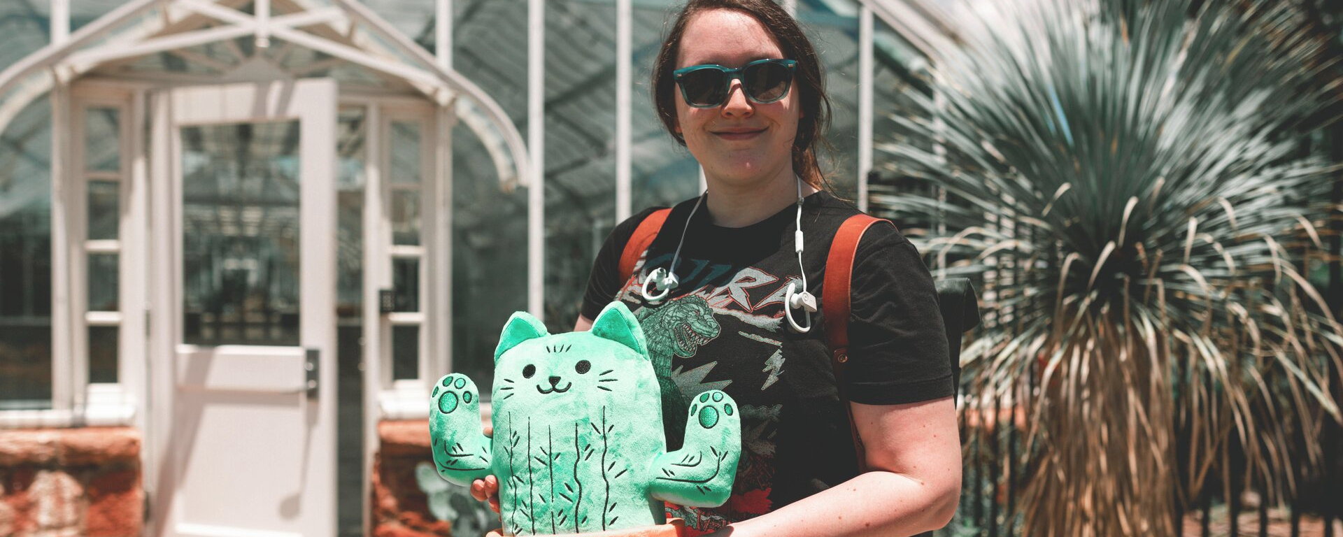 Alexandra Brodt with her Catcus plush