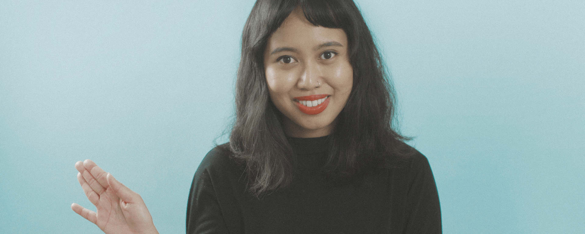 Wide shot of Kayla in her short, Learning Tagalog with Kayla, which premiered at SXSW Film Festival 2021