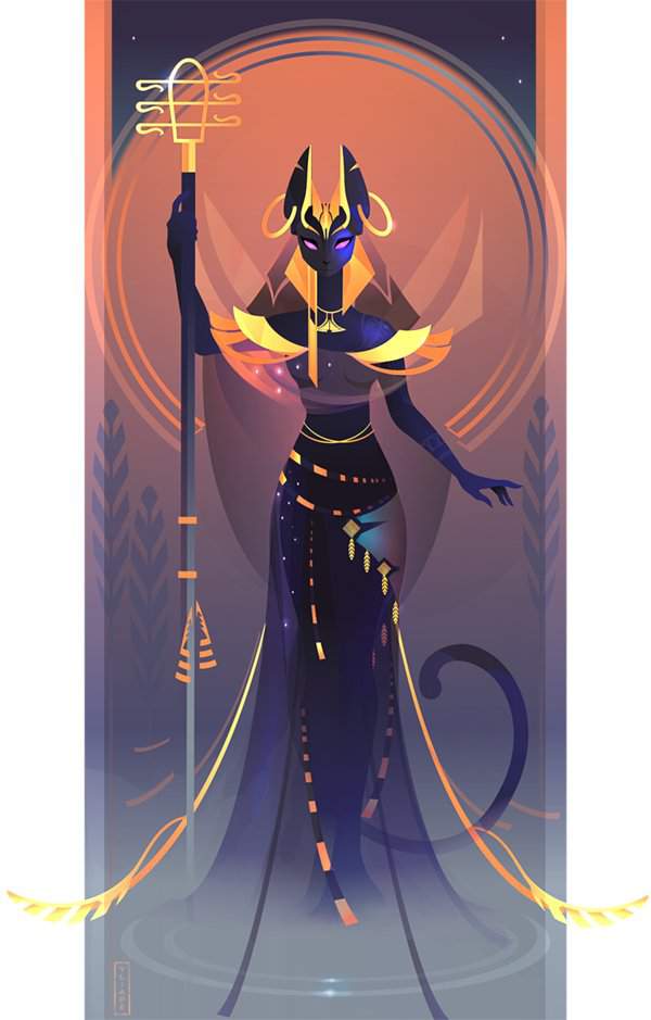 Bastet the Egyptian goddess illustration