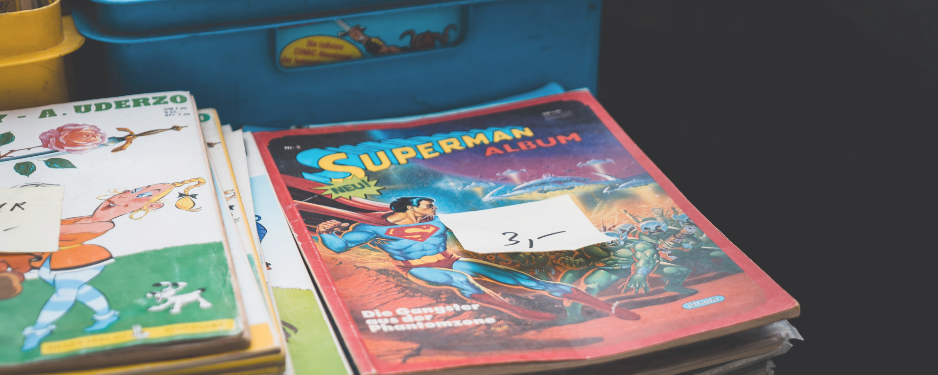 Stack of comic books