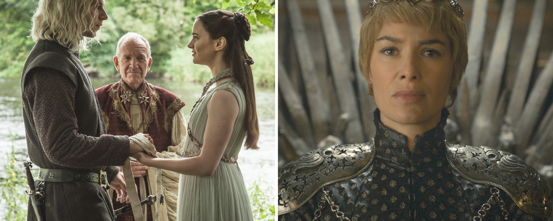 left: Lyanna Stark and Rhaegar Targaryen, Right: Cersei Lannister