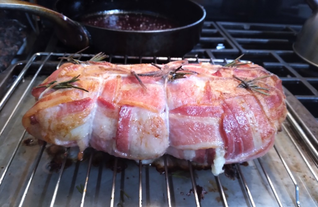 Allow the pork roast to rest for 10 minutes to cool before cutting it on a cutting board.