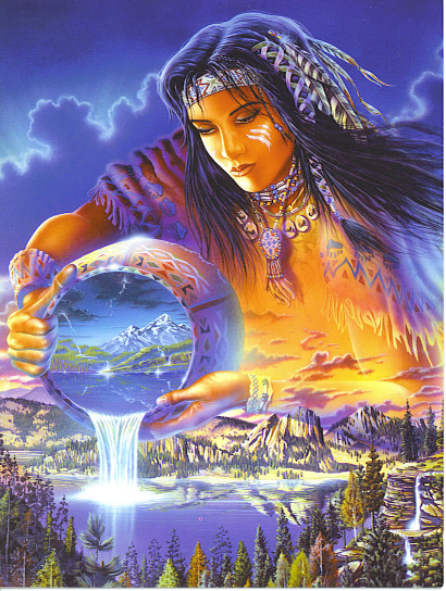 Illustration of Spider Woman, or the Earth Goddess, in Hopi mythology