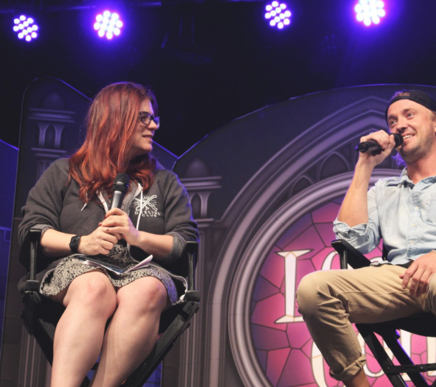 Mischief Management CEO Melissa Anelli and actor Tom Felton at LeakyCon 2019 in Dallas
