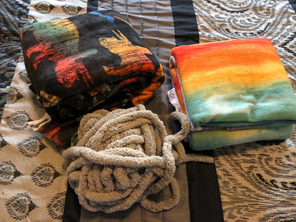 Two different designs of fleece fabric with soft yarn