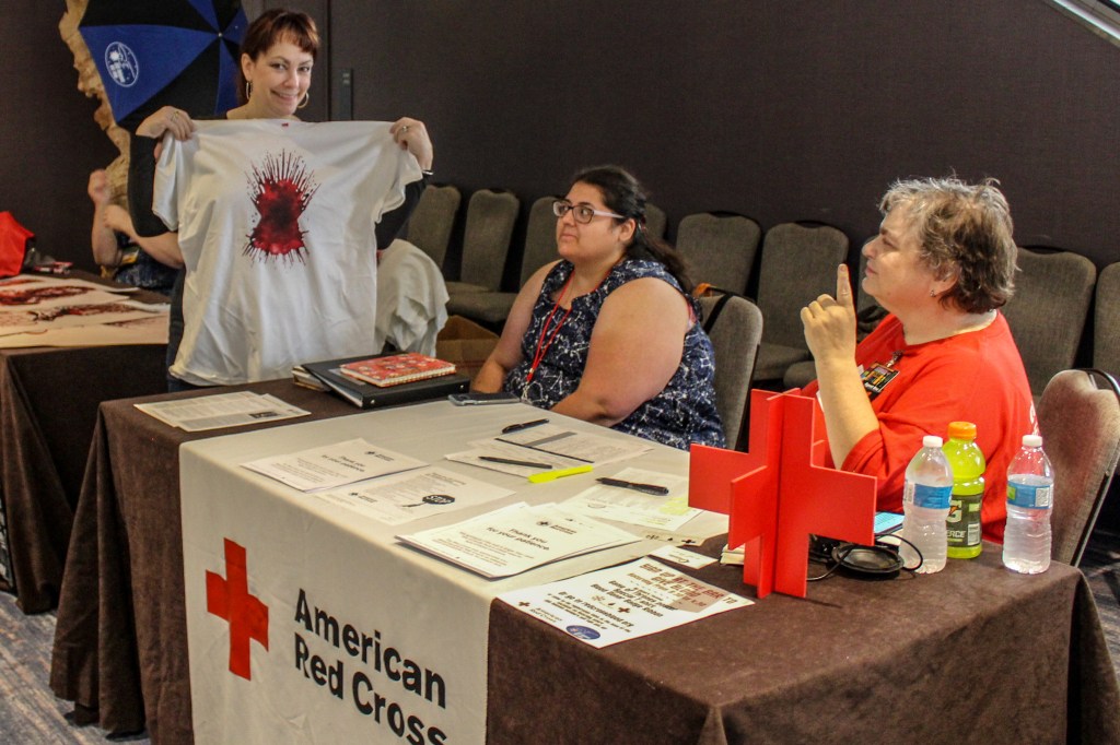 Nice ladies at the Red Cross blood drive table