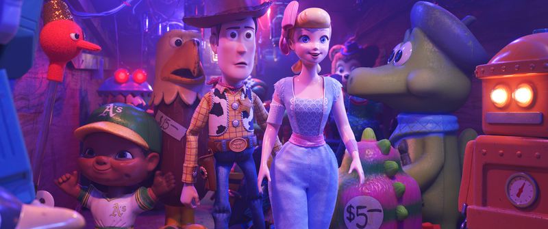 Woody and Bo Peep in "Toy Story 4."