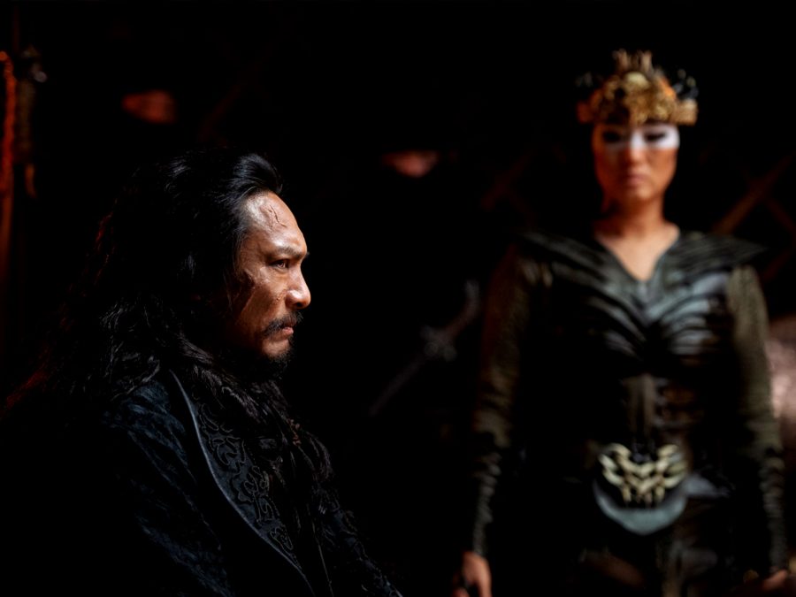 From left to right: Bori Khan (Jason Scott Lee) and the Witch (Li Gong) in Disney's live-action "Mulan" film